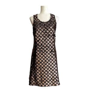 JB by Julie Brown Dress Gold Sequins Diamond Pattern Sleeveless Party Small